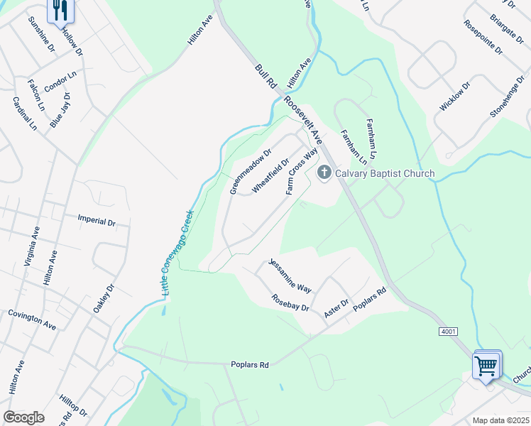 map of restaurants, bars, coffee shops, grocery stores, and more near 1457 Farm Cross Way in York