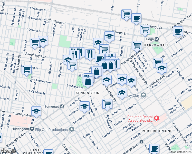 map of restaurants, bars, coffee shops, grocery stores, and more near 3131 Weymouth Street in Philadelphia