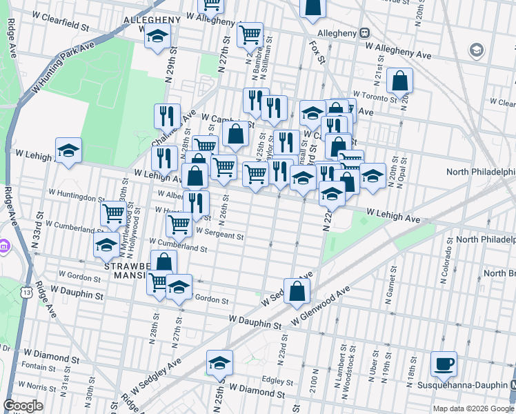 map of restaurants, bars, coffee shops, grocery stores, and more near 1439 Chestnut Street in Philadelphia