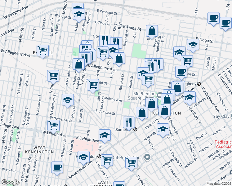 map of restaurants, bars, coffee shops, grocery stores, and more near 3001 Ormes Street in Philadelphia