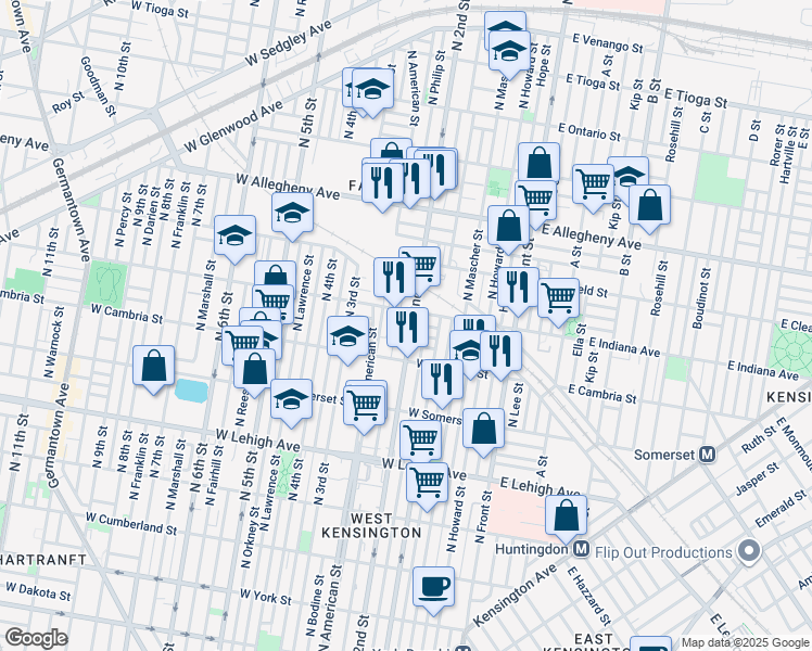 map of restaurants, bars, coffee shops, grocery stores, and more near 2942 North 2nd Street in Philadelphia