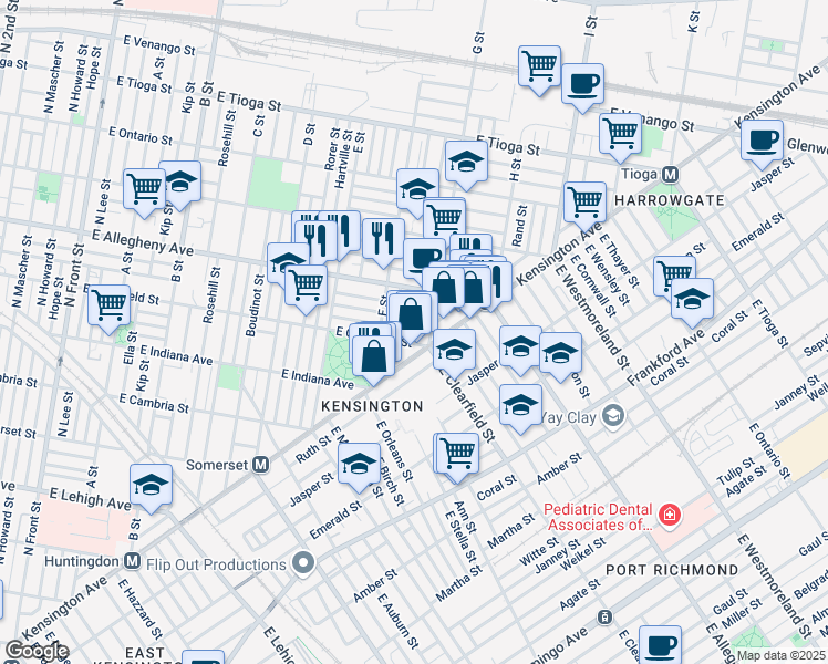 map of restaurants, bars, coffee shops, grocery stores, and more near 3114 Reach Street in Philadelphia