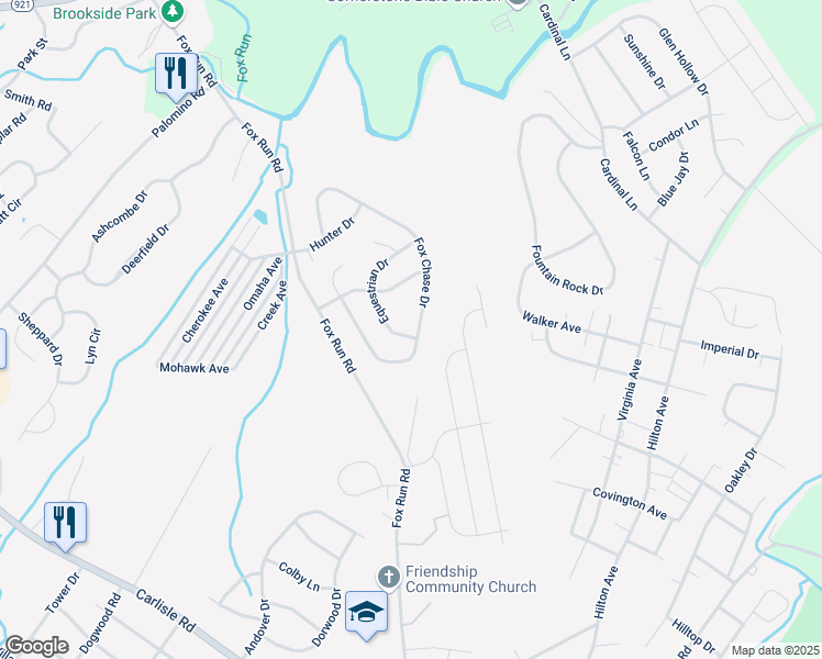 map of restaurants, bars, coffee shops, grocery stores, and more near 3670 Fox Chase Drive in Dover