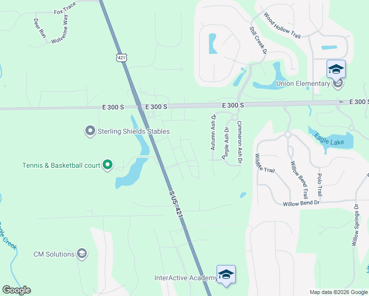 map of restaurants, bars, coffee shops, grocery stores, and more near Autumn Ash Dr in Zionsville