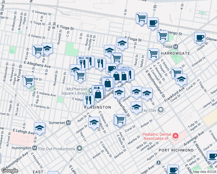 map of restaurants, bars, coffee shops, grocery stores, and more near in Philadelphia
