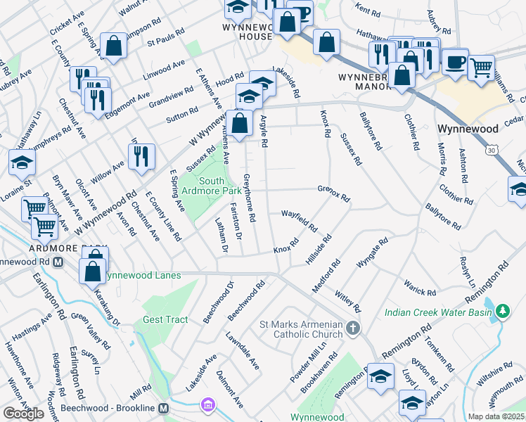 map of restaurants, bars, coffee shops, grocery stores, and more near 626 Argyle Road in Wynnewood