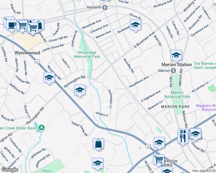 map of restaurants, bars, coffee shops, grocery stores, and more near 709 Periwinkle Lane in Wynnewood