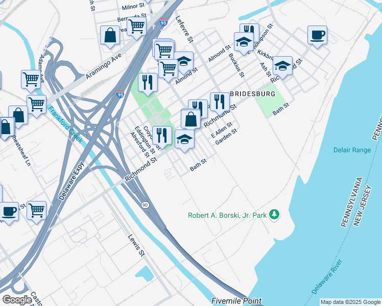 map of restaurants, bars, coffee shops, grocery stores, and more near 4359 Richmond Street in Philadelphia