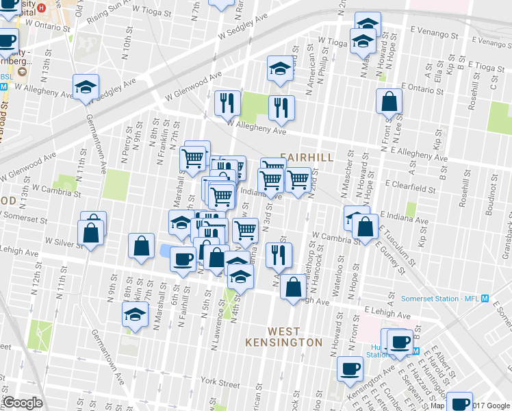 map of restaurants, bars, coffee shops, grocery stores, and more near 2943 North 4th Street in Philadelphia
