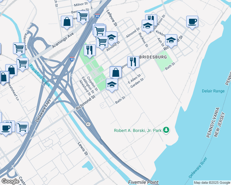 map of restaurants, bars, coffee shops, grocery stores, and more near 4359 Richmond Street in Philadelphia