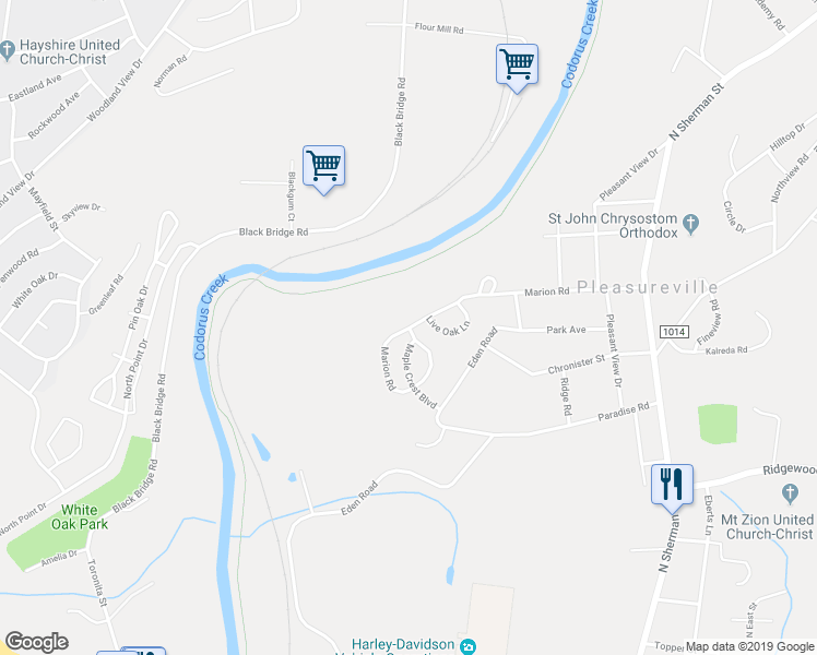 map of restaurants, bars, coffee shops, grocery stores, and more near 435 Marion Road in York