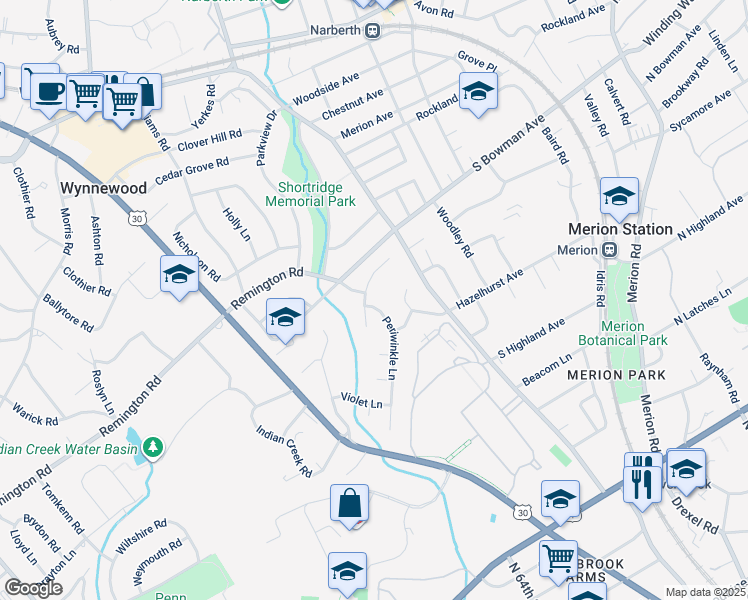 map of restaurants, bars, coffee shops, grocery stores, and more near 705 Periwinkle Lane in Wynnewood