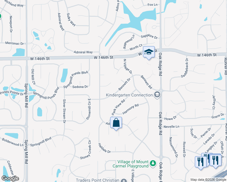 map of restaurants, bars, coffee shops, grocery stores, and more near 96 Bennett Road in Carmel