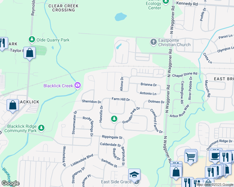 map of restaurants, bars, coffee shops, grocery stores, and more near 7727 Hazelton Street in Blacklick