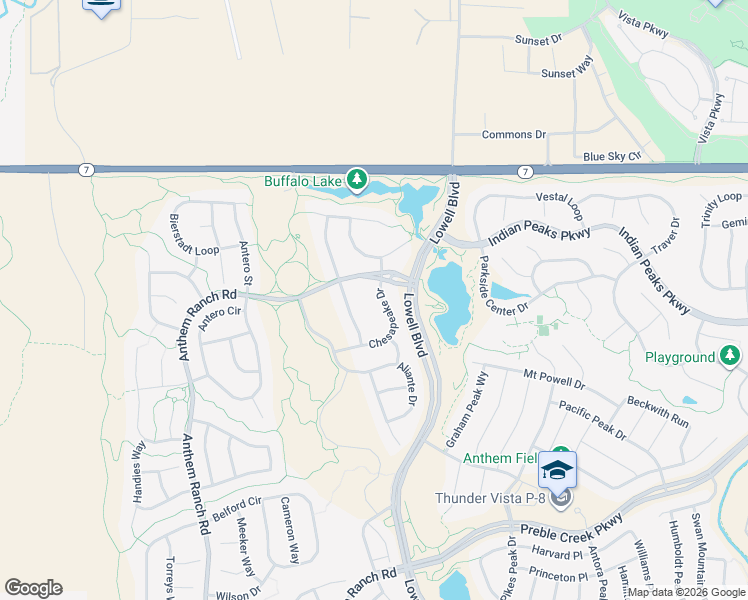 map of restaurants, bars, coffee shops, grocery stores, and more near 16585 Chesapeake Drive in Broomfield