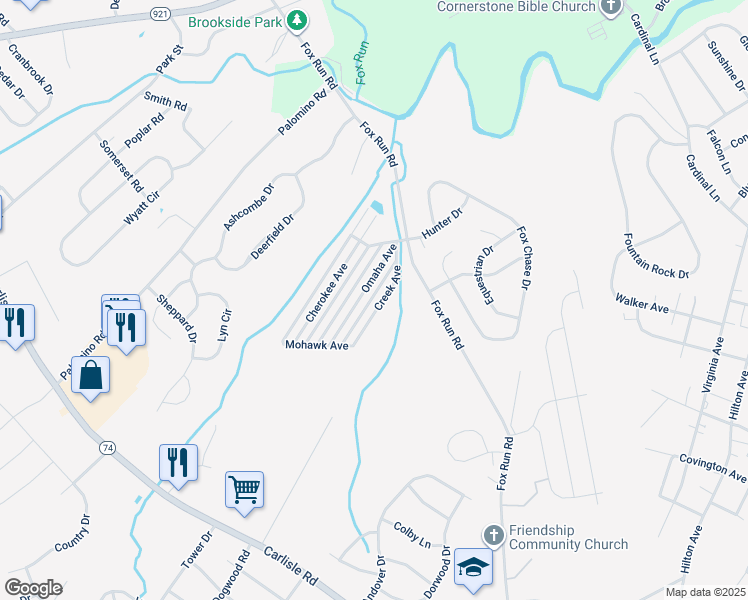 map of restaurants, bars, coffee shops, grocery stores, and more near 210 Shawnee Avenue in Dover