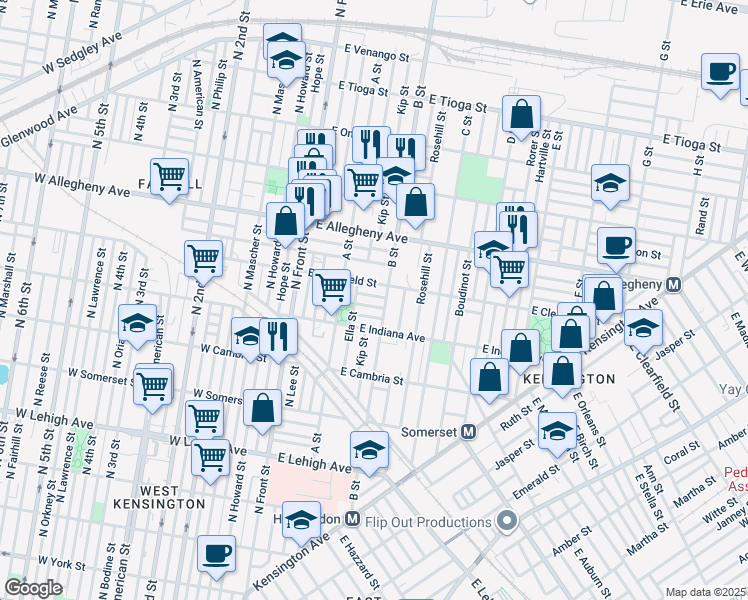 map of restaurants, bars, coffee shops, grocery stores, and more near 248 East Elkhart Street in Philadelphia