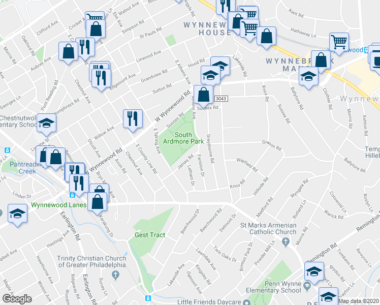 map of restaurants, bars, coffee shops, grocery stores, and more near 1513 James Road in Wynnewood