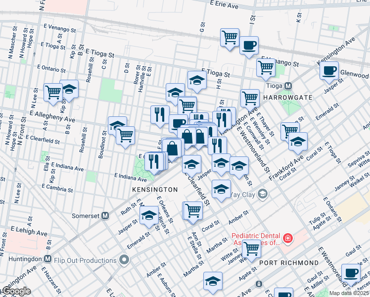 map of restaurants, bars, coffee shops, grocery stores, and more near 3147 G Street in Philadelphia