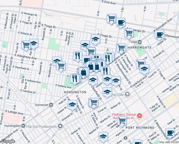 map of restaurants, bars, coffee shops, grocery stores, and more near 3147 G Street in Philadelphia