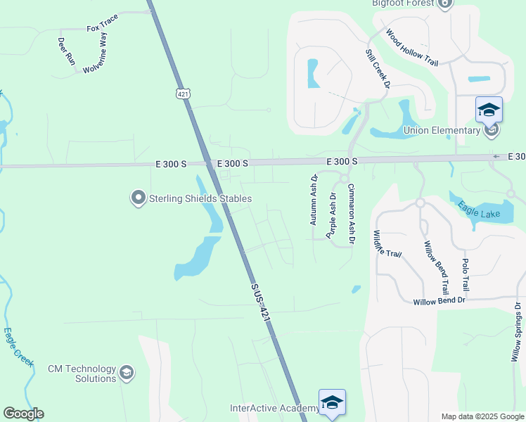 map of restaurants, bars, coffee shops, grocery stores, and more near 10901 East 300 South in Zionsville