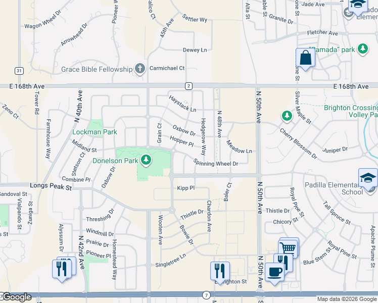 map of restaurants, bars, coffee shops, grocery stores, and more near 4659 Spinning Wheel Drive in Brighton