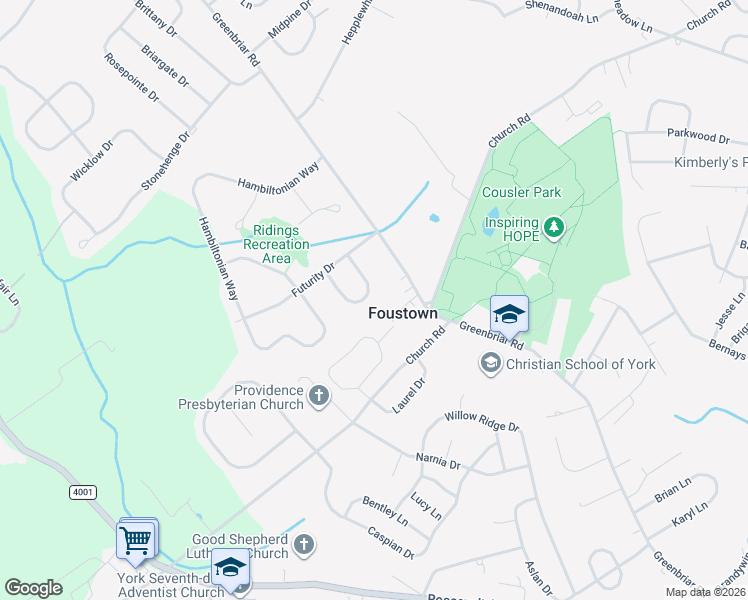 map of restaurants, bars, coffee shops, grocery stores, and more near 75 Riding Silks Lane in York