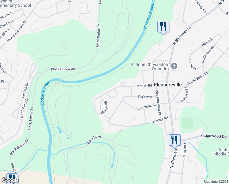 map of restaurants, bars, coffee shops, grocery stores, and more near 2231 Live Oak Lane in York