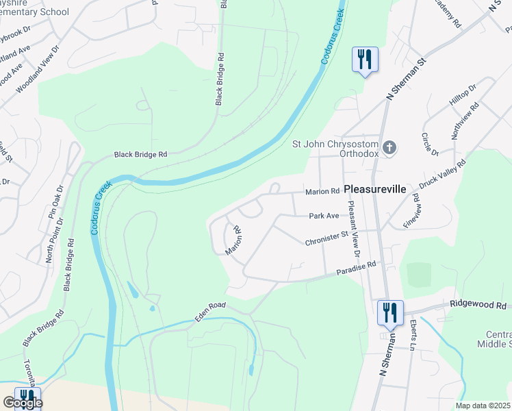 map of restaurants, bars, coffee shops, grocery stores, and more near 2223 Live Oak Lane in York