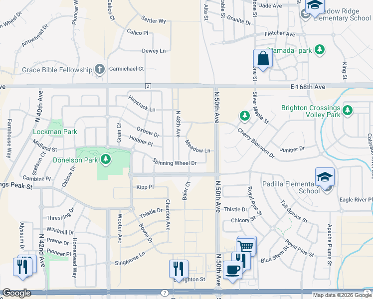map of restaurants, bars, coffee shops, grocery stores, and more near 446 North 48th Avenue in Brighton
