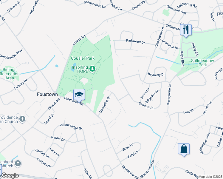 map of restaurants, bars, coffee shops, grocery stores, and more near 800 Applewine Court in York