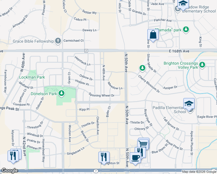 map of restaurants, bars, coffee shops, grocery stores, and more near 446 North 48th Avenue in Brighton