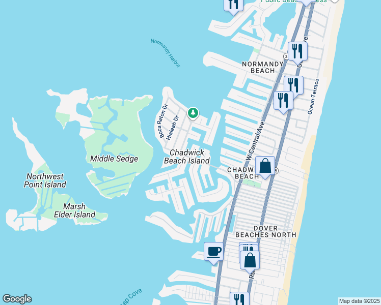 map of restaurants, bars, coffee shops, grocery stores, and more near 403 Ocala Court in Lavallette