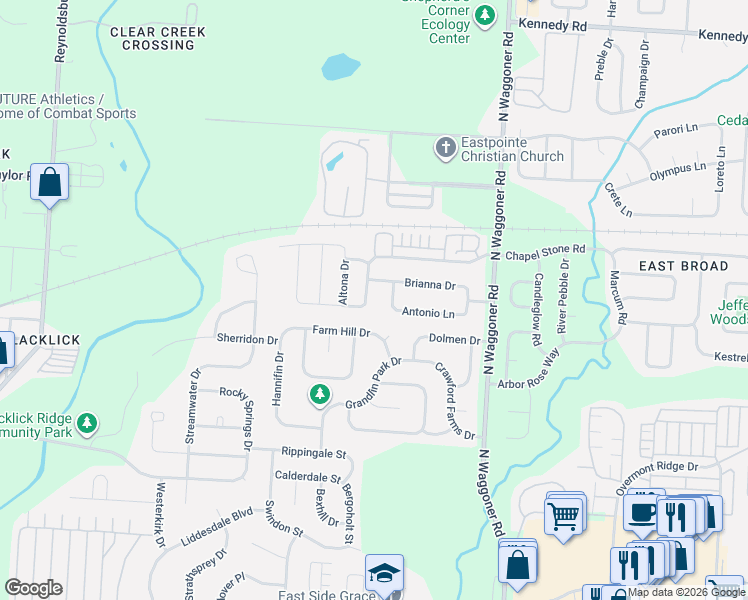 map of restaurants, bars, coffee shops, grocery stores, and more near 7781 Hazelton Street in Blacklick