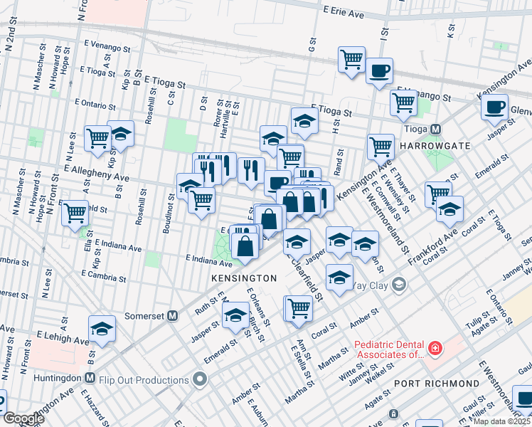 map of restaurants, bars, coffee shops, grocery stores, and more near 3154 Custer Street in Philadelphia
