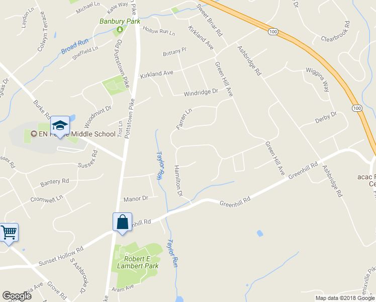 map of restaurants, bars, coffee shops, grocery stores, and more near 1231 Hamilton Drive in West Chester