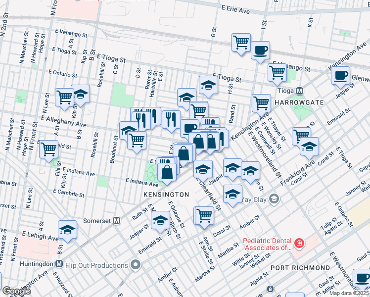 map of restaurants, bars, coffee shops, grocery stores, and more near 3157 Custer Street in Philadelphia