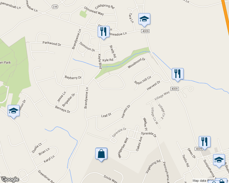 map of restaurants, bars, coffee shops, grocery stores, and more near 1104 Hearthridge Lane in York