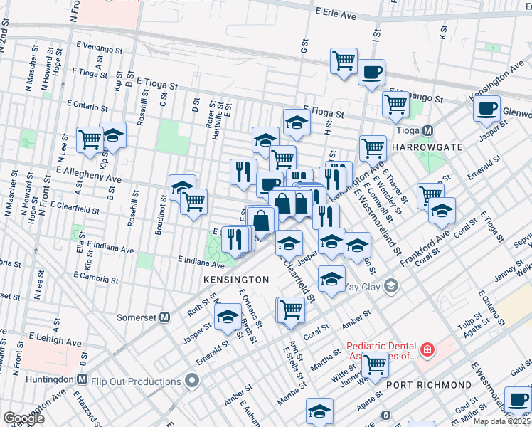 map of restaurants, bars, coffee shops, grocery stores, and more near 3158 Reach Street in Philadelphia