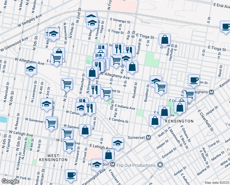 map of restaurants, bars, coffee shops, grocery stores, and more near 220 East Clearfield Street in Philadelphia