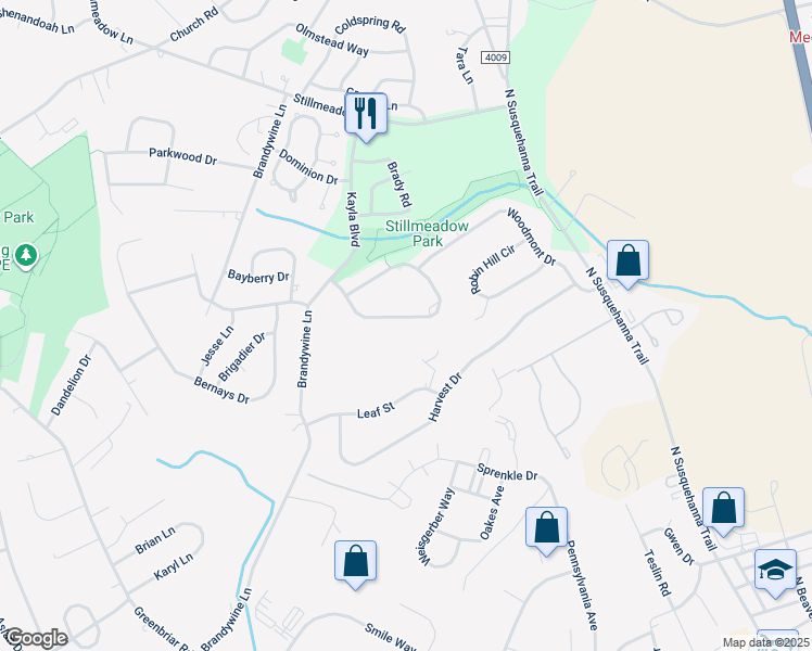 map of restaurants, bars, coffee shops, grocery stores, and more near 1104 Hearthridge Lane in York