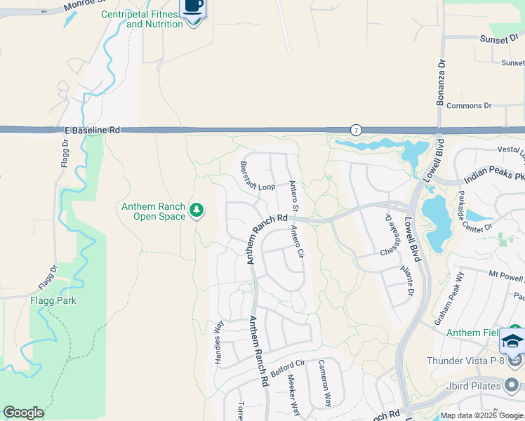 map of restaurants, bars, coffee shops, grocery stores, and more near 4932 Democrat Drive in Broomfield