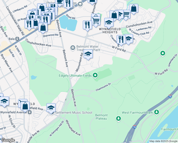 map of restaurants, bars, coffee shops, grocery stores, and more near 4034-4158 Edgely Rd in Philadelphia
