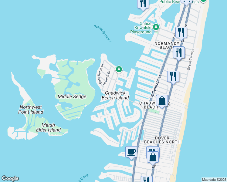 map of restaurants, bars, coffee shops, grocery stores, and more near 402 Daytona Drive in Lavallette