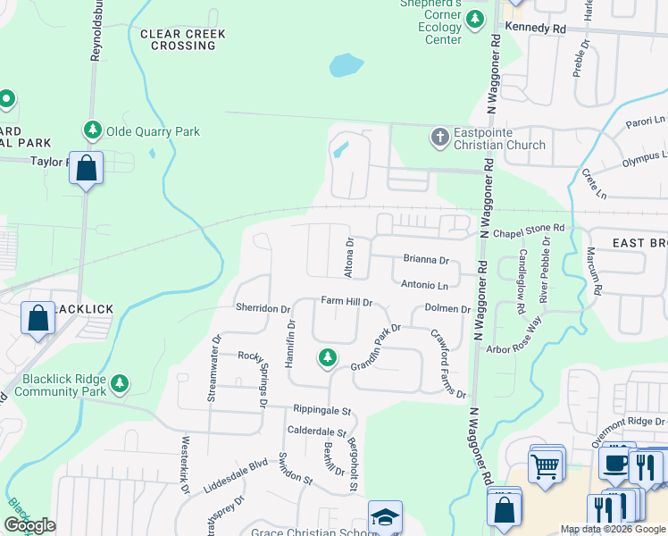 map of restaurants, bars, coffee shops, grocery stores, and more near 7727 Hazelton Street in Blacklick