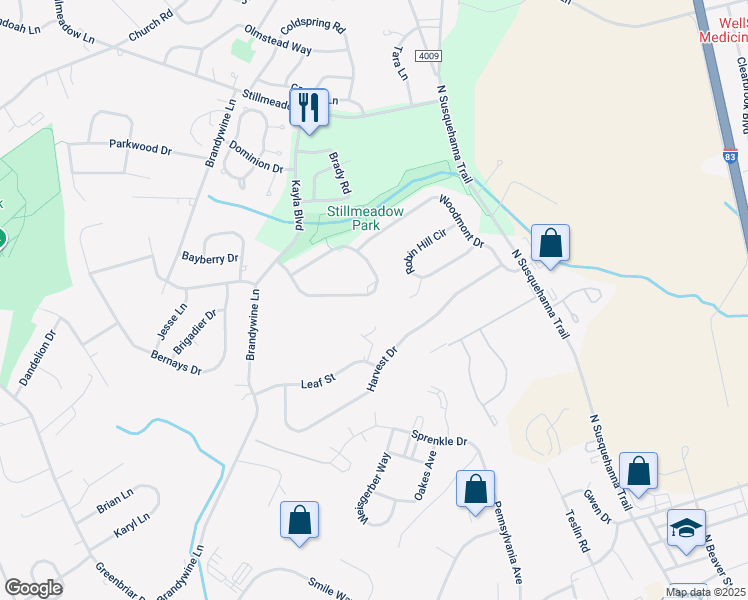 map of restaurants, bars, coffee shops, grocery stores, and more near 1066 Hearthridge Lane in York