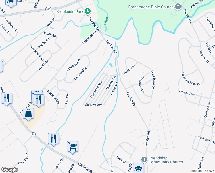 map of restaurants, bars, coffee shops, grocery stores, and more near 183 Omaha Avenue in Dover