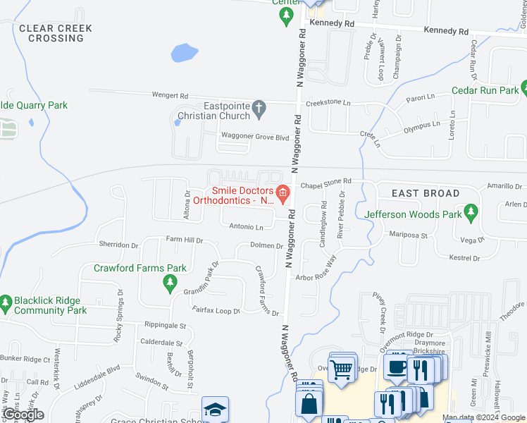 map of restaurants, bars, coffee shops, grocery stores, and more near 7927 Brianna Drive in Blacklick