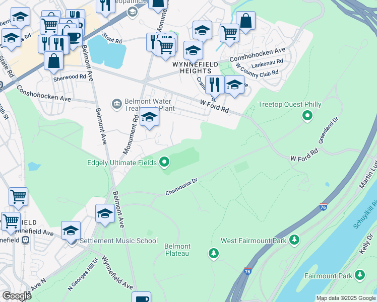 map of restaurants, bars, coffee shops, grocery stores, and more near 4000 Edgely Road in Philadelphia