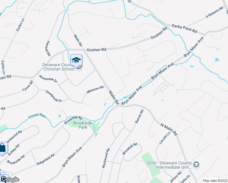 map of restaurants, bars, coffee shops, grocery stores, and more near 1 Hidden Spring Circle in Newtown Square